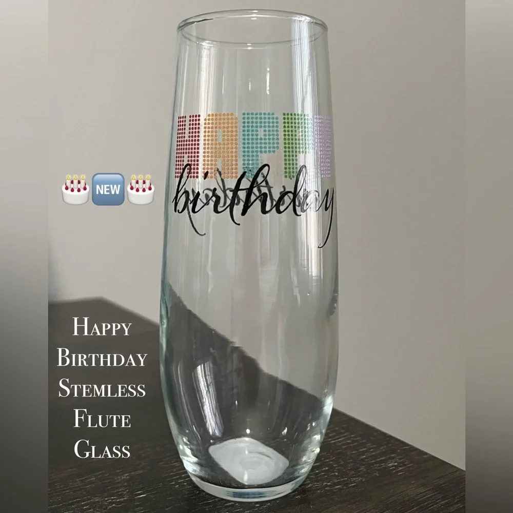 “Happy Birthday” Cristar Clear Wine Glass  Set of 2 🎂🆕🎂